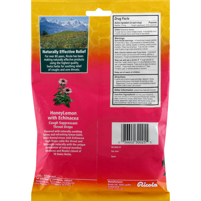 Ricola Cough Suppressant/Throat Drops, Honey Lemon with Echinacea, Family Pack