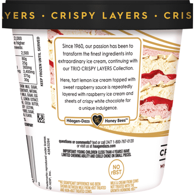 Haagen-Dazs Crispy Trio Layers White Chocolate & Raspberry Sauce, Lemon & Raspberry