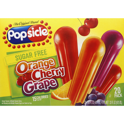 Popsicle Ice Pops Sugar Free Orange Cherry Grape