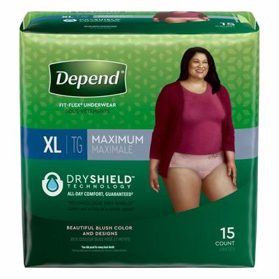 Depend Incontinence Underwear for Women, Maximum Absorbency, XL, Blush