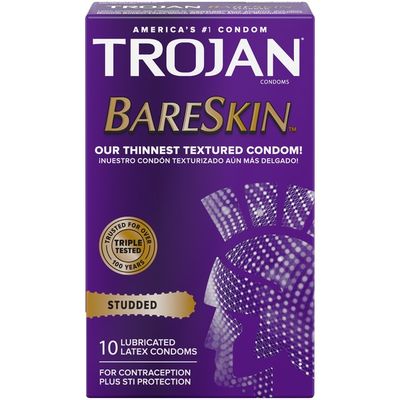 Trojan Studded BareSkin Premium Lubricant Latex Condoms