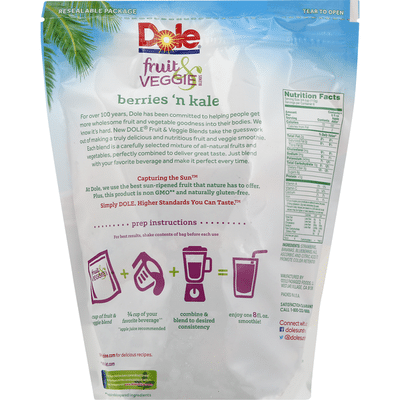 Dole Fruit & Veggie Blends Berries N Kale Smoothie Mix
