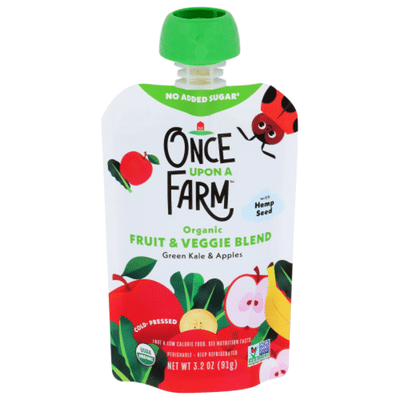 Once Upon a Farm Fruit & Veggie Blend, Green Kale & Apples, Cold ...