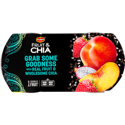Del Monte Fruit & Chia Peaches in Strawbery Dragonfruit Flavored Chia Plastic Fruit Cup Snacks