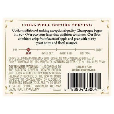 Cook's California Champagne Brut White Sparkling Wine