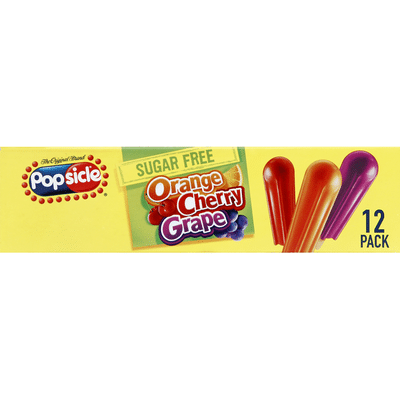 Popsicle Ice Pops Sugar Free Orange Cherry Grape