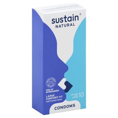 Sustain Condoms, Lubricated, Latex, Large Comfort Fit