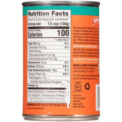 Bearitos Fat Free Organic Traditional Refried Beans