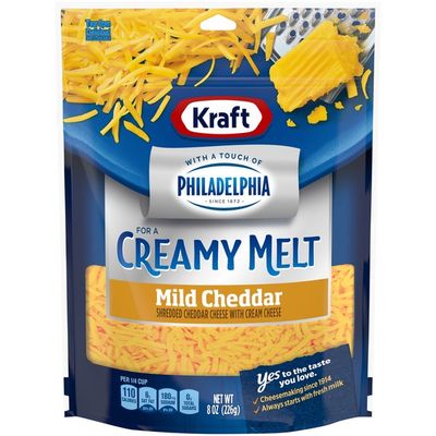 Kraft Shredded Mild Cheddar Cheese with a Touch of Philadelphia