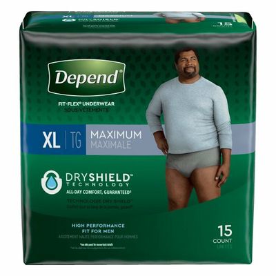 Depend Incontinence Underwear for Men, Maximum Absorbency, XL, Grey
