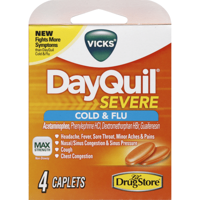 Lil Drug Store Cold & Flu, Vicks DayQuil, Severe, Max Strength, Caplets