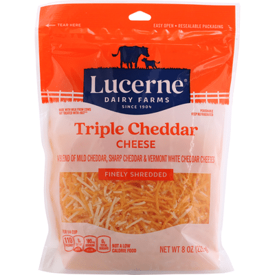 Lucerne Shredded Cheese, Finely, Triple Cheddar