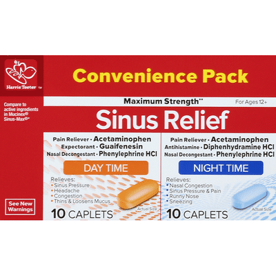 Harris Teeter Sinus Relief, Maximum Strength, Caplets, Convenience Pack