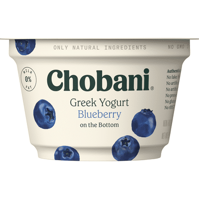 Chobani Yogurt, Greek, Non-Fat, Blueberry on the Bottom