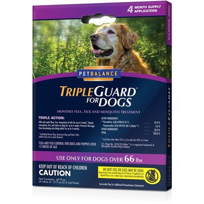 Pet Balance Triple Guard for Dogs Monthly Flea, Tick & Mosquito Treatment Use Only for Dogs Over 66 lbs