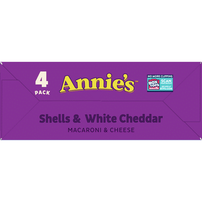 Annie's Macaroni & Cheese, Shells & White Cheddar, 4 Pack