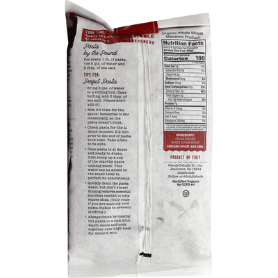 dellalo Pasta, Organic, Elbows, Whole Wheat