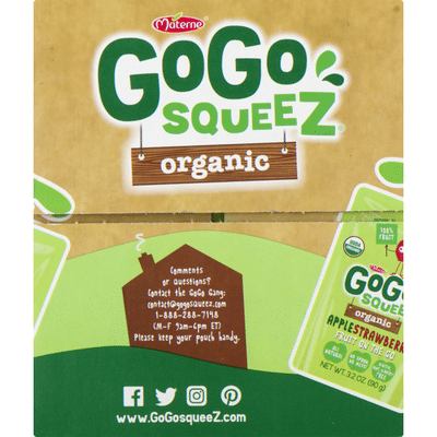 GoGo Squeez Organic Applesauce, Variety Apple Strawberry Cinnamon/Banana