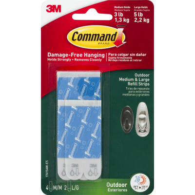 3M Command 3M Damage-Free Hanging Outdoor Medium & Large Refill Strips
