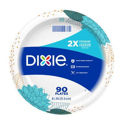 Dixie Paper Plates, 8.5 Inch Lunch/Dinner Plate (Design May Vary)