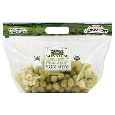 Sunview Organic Green Seedless Grapes, Bag
