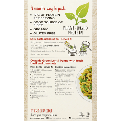Explore Cuisine Organic Penne Green Lentil