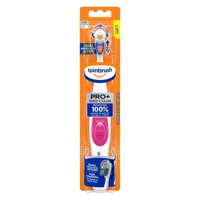 Arm & Hammer Arm & Hammer Pro+ Deep Clean Battery-Operated Toothbrush – Battery Powered Toothbrush Removes 100% More Plaque- Soft Bristles -Batteries Included