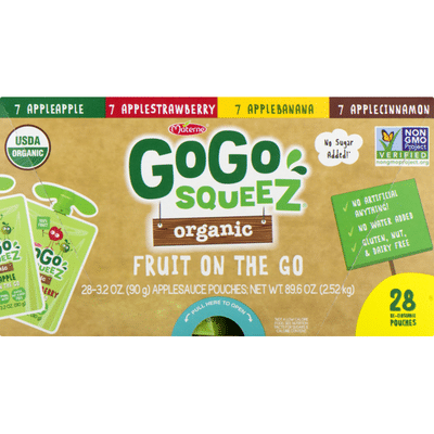 GoGo Squeez Organic Applesauce, Variety Apple Strawberry Cinnamon/Banana
