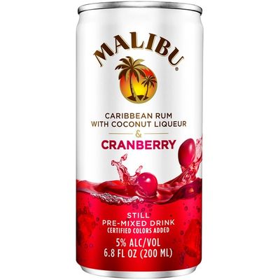 Malibu Caribbean Rum With Coconut Liqueur Cranberry Still Pre Mixed Drink 6 8 Fl Oz Instacart