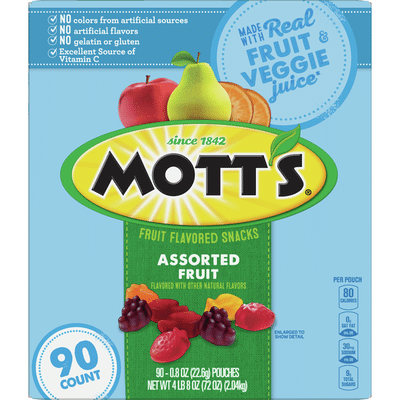 Mott’s Fruit Flavored Snacks, Assorted Fruit, 90 Count