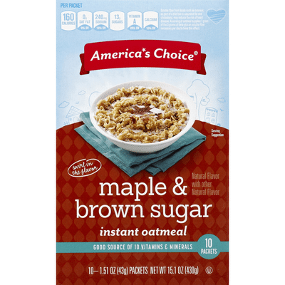 America's Choice Oatmeal, Instant, Maple & Brown Sugar