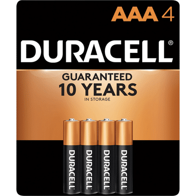 Duracell Batteries, Alkaline, AAA, 1.5 V, 4 Pack