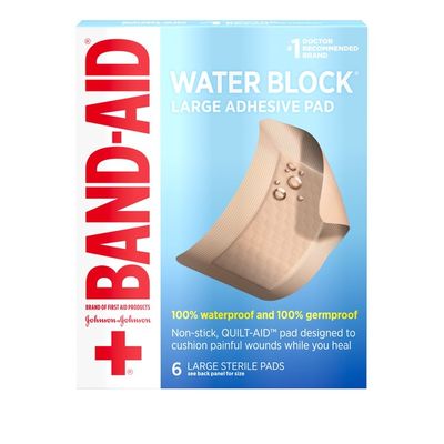 Band-Aid Brand Of First Aid Products Water Block Waterproof Pads, 2.9 By 4 Inches