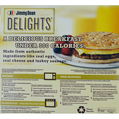 Jimmy Dean Turkey Sausage, Egg & Cheese Flatbread Sandwiches