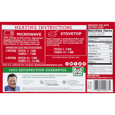 Jones Dairy Farm All Natural Sausage Fully Cooked