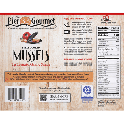 Pier 33 Gourmet Mussels, in Tomato Garlic Sauce