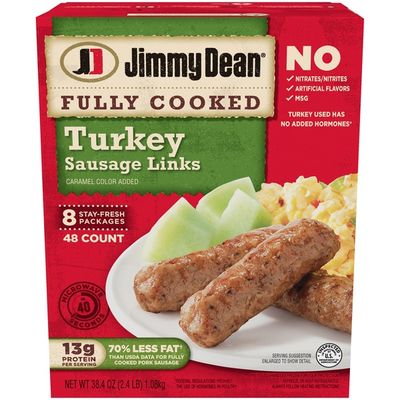 Jimmy Dean Fully Cooked Turkey Sausage Links, 48 Count (38.4 oz ...