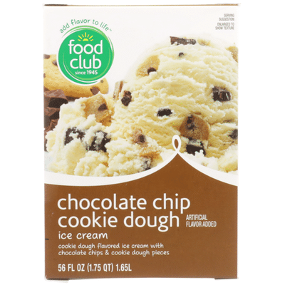 Food Club Chocolate Chip Cookie Dough Flavored Ice Cream With Chocolate Chips & Cookie Dough Pieces