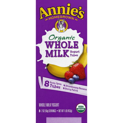 Annie's Yogurt, Whole Milk, Strawbunny Banana, Berry Patch, Easy-Open Tubes