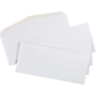 Staples 4-1/8" x 9-1/2" #10 Gummed White Recycled Envelopes