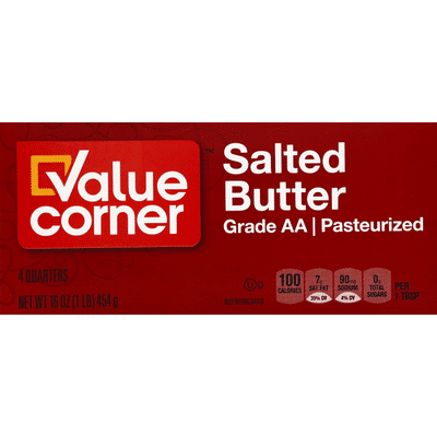 Value Corner Butter, Salted, Quarters
