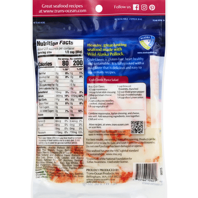 TransOcean Imitation Crab, Crab Classic, Chunk Style
