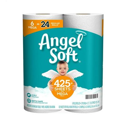 Angel Soft Toilet Paper, 6 Mega Rolls, 2-Ply