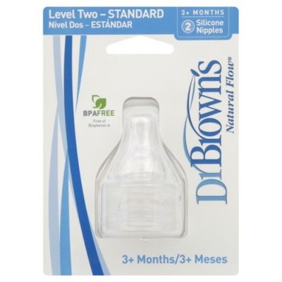 Dr Brown's Nipples, Level Two - Standard, Silicone, 3+ Months