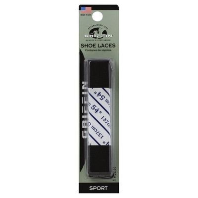Griffin Shoe Laces, Sport, Black, 54 Inches