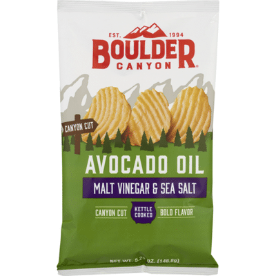 Boulder Canyon Kettle Cooked Potato Chips Avocado Oil Malt Vinegar & Sea Salt