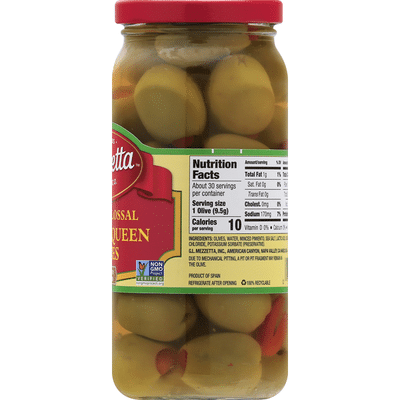 Mezzetta Olives, Spanish Queen, Super Colossal, Pimento Stuffed