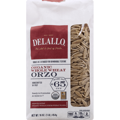 DeLallo Organic Whole Wheat Orzo # 65