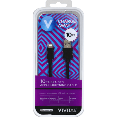 Vivitar Cable, Apple Lighting, Braided, 10 Feet