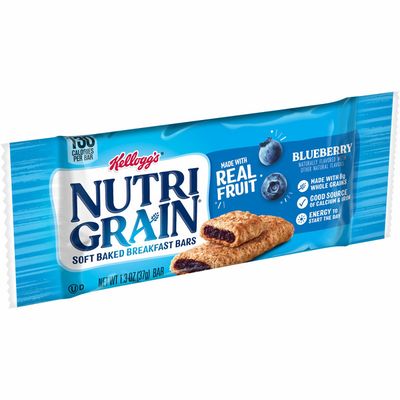 Kellogg's Nutri-Grain Soft Baked Breakfast Bars, Made with Real Fruit and Whole Grains, Kids Snacks, Blueberry